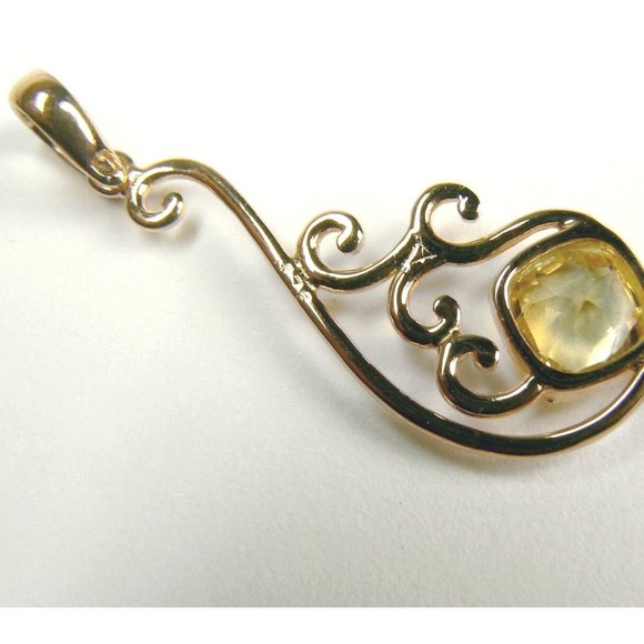 CITRINE 18K Gold over Sterling Silver Pendant - Picture 3 of 7